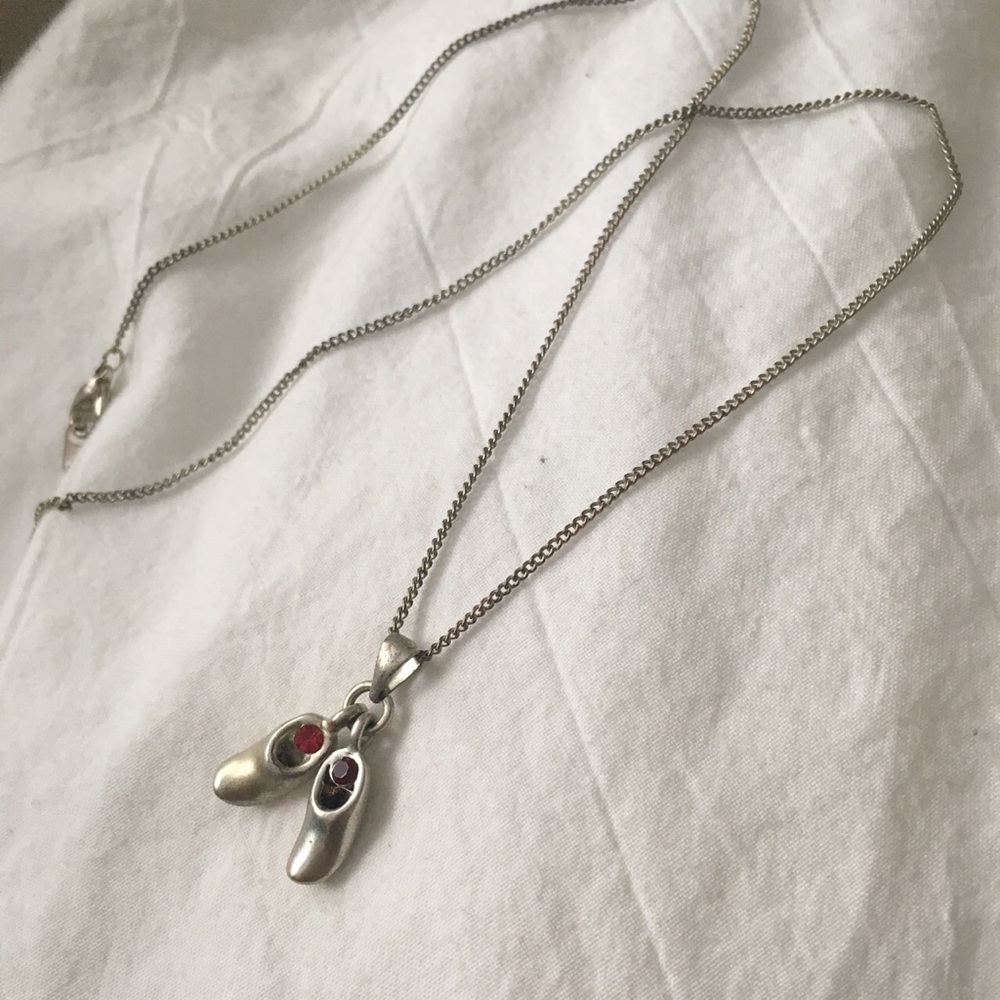 Silver necklace with ruby. - Picture 2 of 3